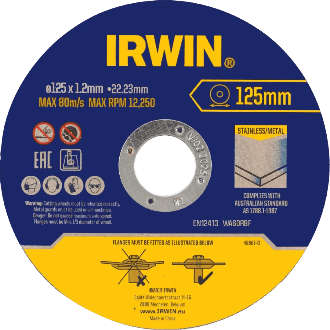 Irwin doorslijpschijven metaal 125x1,2mm 10 stuks 1 Irwin doorslijpschijven metaal 125x1