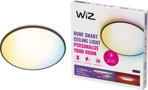 WiZ Plafondlamp Rune - Gekleurd en wit licht - zwart