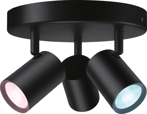 WiZ 3 spots Imageo rond - Gekleurd en Wit licht - GU10 - zwart