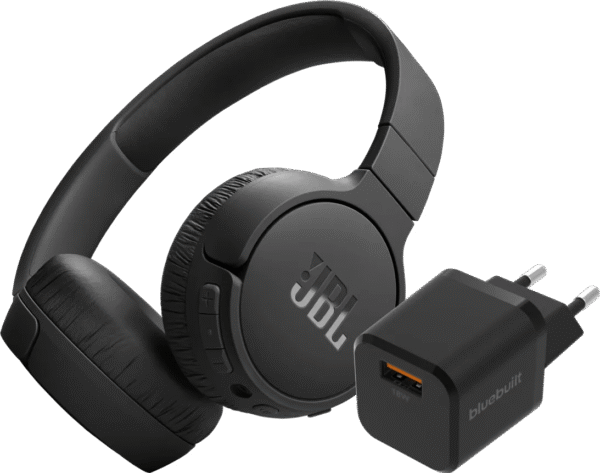 JBL Tune 670NC Zwart + BlueBuilt Quick Charge Oplader met Usb A Poort 18W Zwart