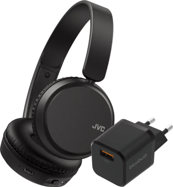 JVC HA-S36W Zwart + BlueBuilt Quick Charge Oplader met Usb A Poort 18W Zwart