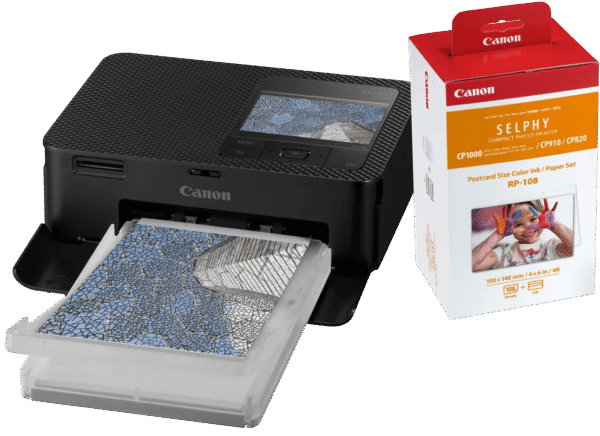 Canon SELPHY CP1500 Zwart + Canon RP-108 Inkt Cassette/Papier Set 108 vel