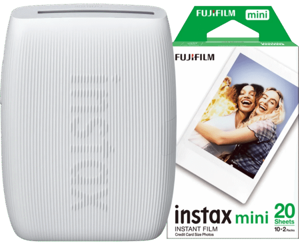 Instax Mini Link 3 Clay White + Fujifilm Instax Mini Colorfilm Glossy (20 stuks)