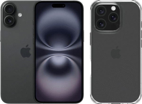 Apple iPhone 16 128GB Zwart + BlueBuilt Protective Back Cover Transparant