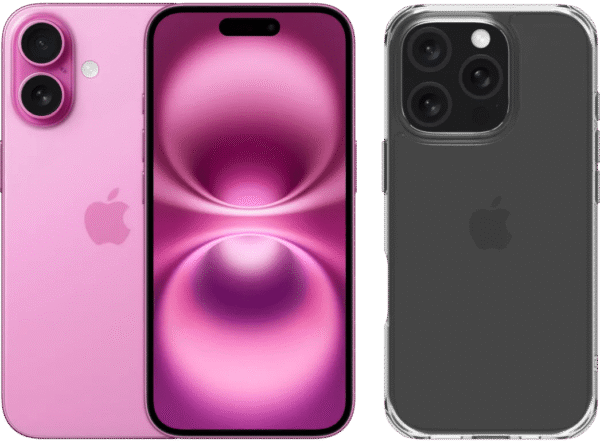 Apple iPhone 16 128GB Roze + BlueBuilt Protective Back Cover Transparant