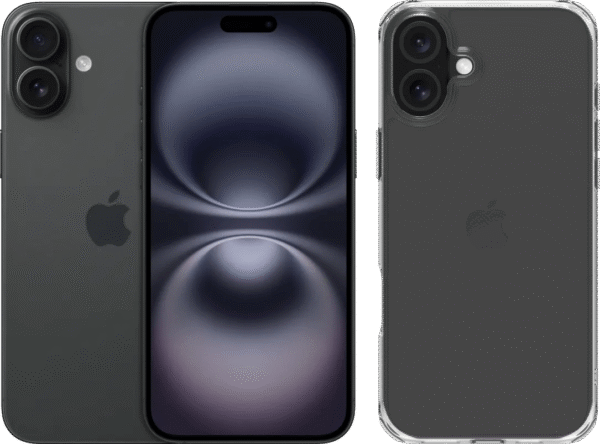 Apple iPhone 16 Plus 128GB Zwart + BlueBuilt Protective Back Cover Transparant