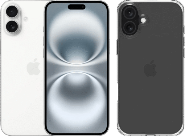 Apple iPhone 16 Plus 128GB Wit + BlueBuilt Protective Back Cover Transparant