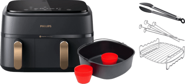 Philips 3000 series Dual Basket NA352/00 + Dubbellaagse kookset + Bakmeesterset