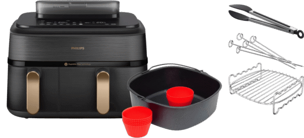 Philips 5000 Series Dual Basket NA552/00 + Dubbellaagse kookset + Bakmeesterset