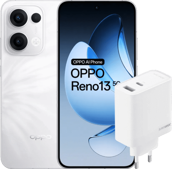 OPPO Reno13 256GB Wit 5G + OPPO SuperVOOC Oplader 80W met 2 Poorten