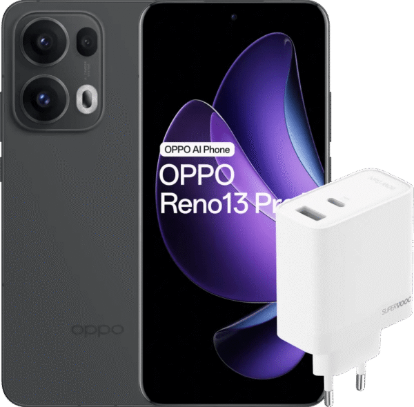 OPPO Reno13 Pro 512GB Zwart 5G + OPPO SuperVOOC Oplader 80W met 2 Poorten