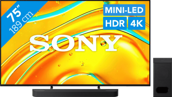 Sony Bravia 5 75" XR Mini-led (2025) + Sony Bravia Theatre Bar 6 Zwart