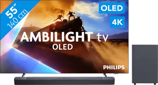 Philips Ambilight 55'' OLED760 4K (2025) + JBL Bar 2.1 Deep Bass M2 Zwart