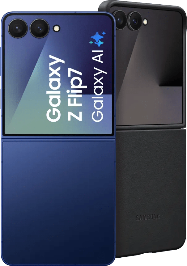 Samsung galaxy z flip 7 512gb blauw 5g + samsung kindsuit back cover zwart 1 Samsung galaxy z flip 7 512gb blauw 5g + samsung kindsuit back cover zwart
