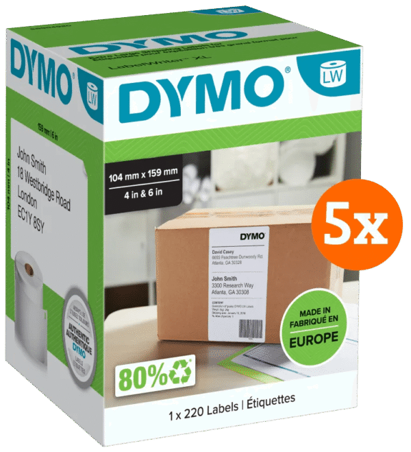 DYMO LabelWriter Extra Grote Etiketten 104 x 159 mm 5-pack