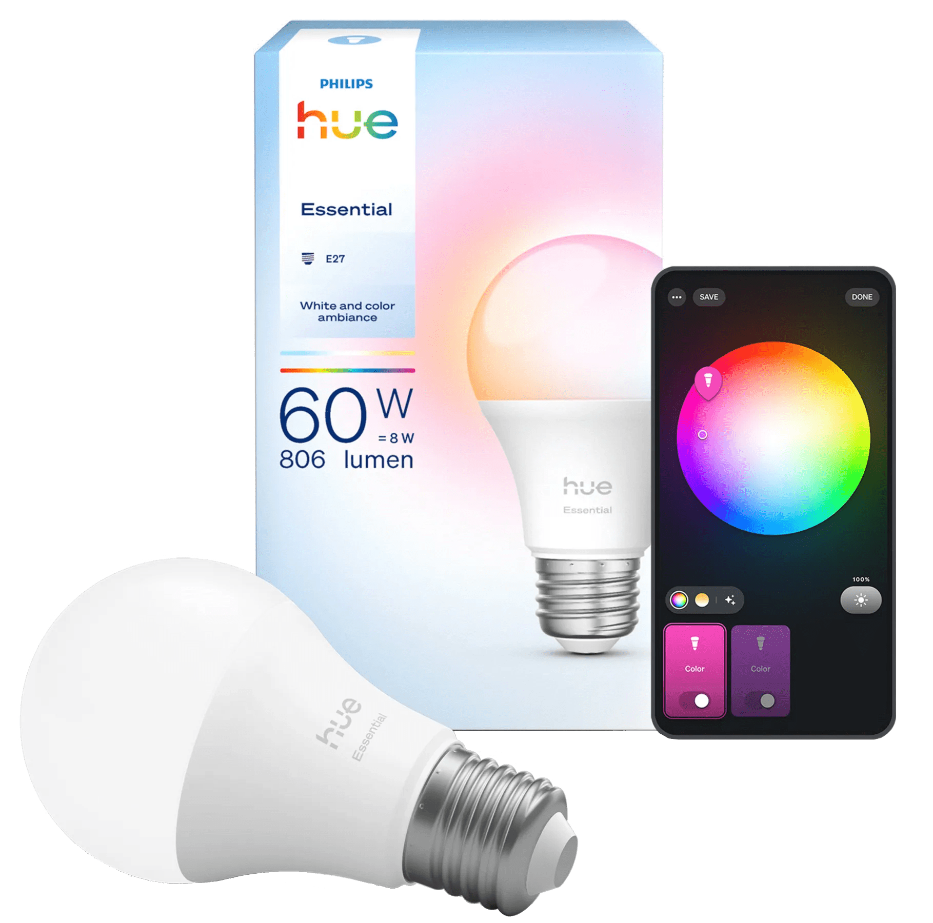 Philips hue essential a60 white and color e27 1 Philips hue essential a60 white and color e27