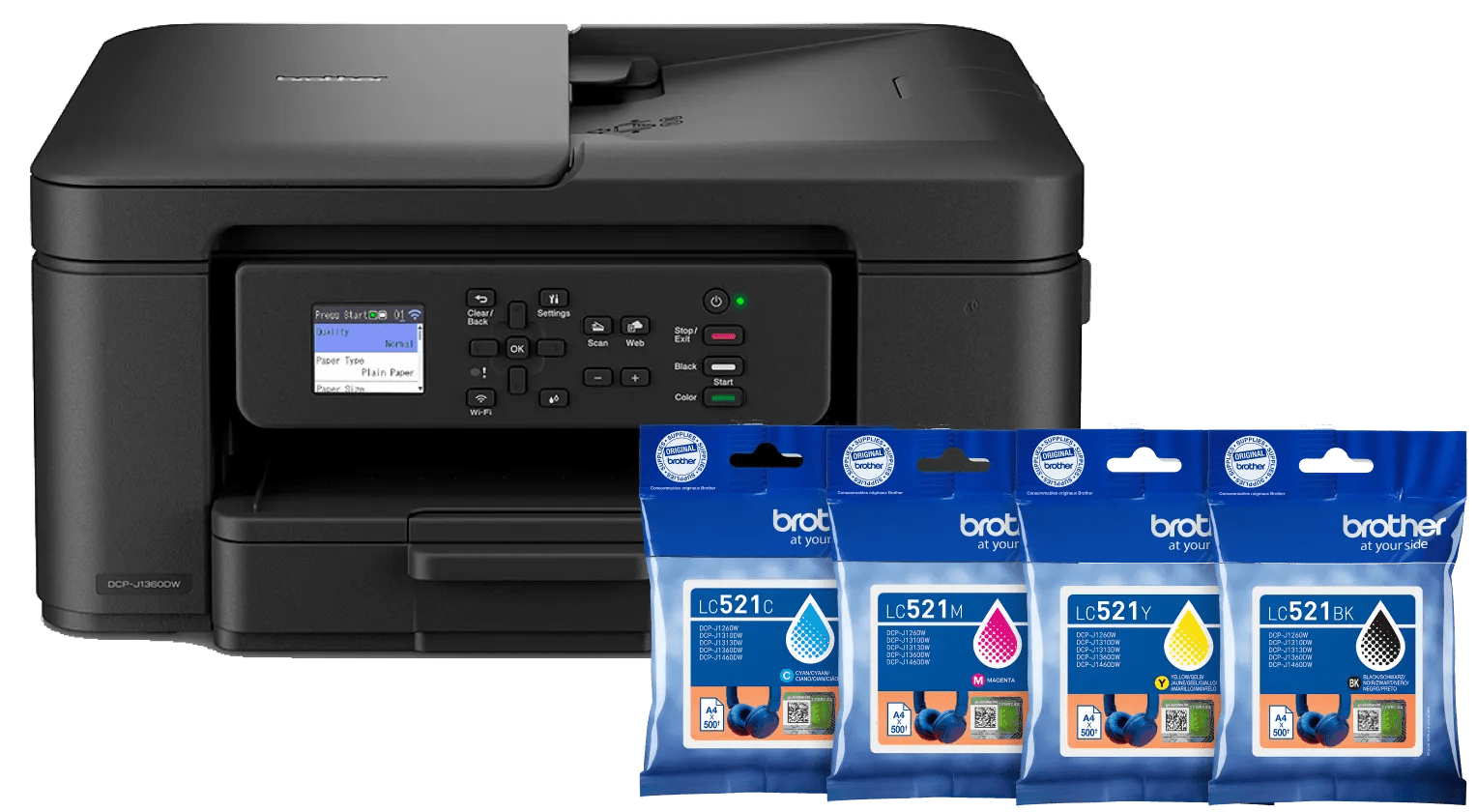 Brother dcp-j1360dw + 1 set extra cartridges 1 Brother dcp-j1360dw + 1 set extra cartridges