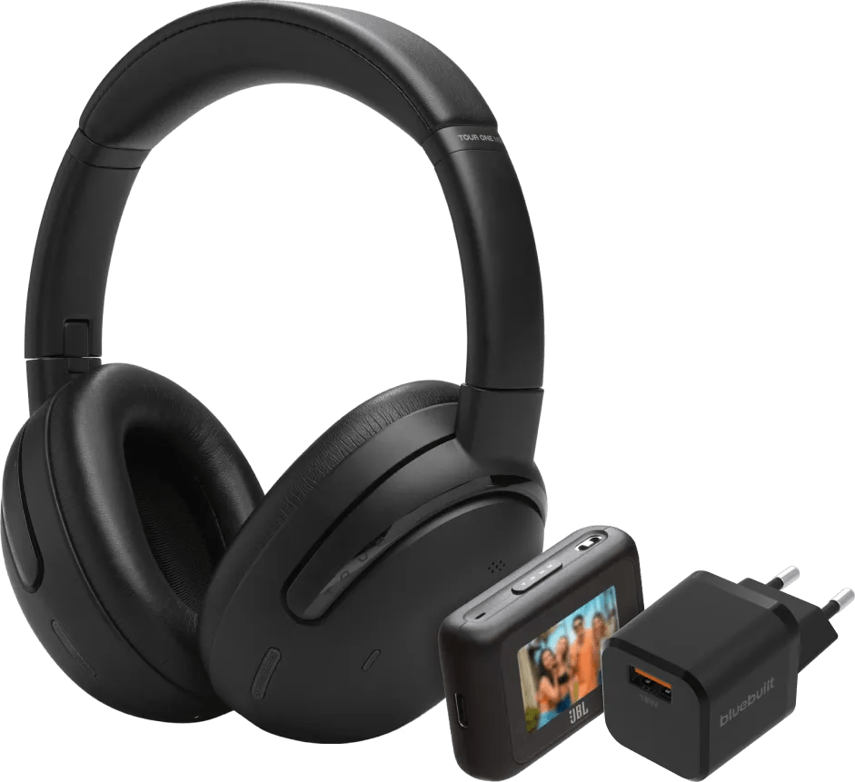 Jbl tour one m3 smart zwart tx + bluebuilt quick charge oplader 1 Jbl tour one m3 smart zwart tx + bluebuilt quick charge oplader