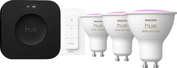 Philips Hue White and Color Starter Pack GU10 3-pack + Bridge Pro + dimmer