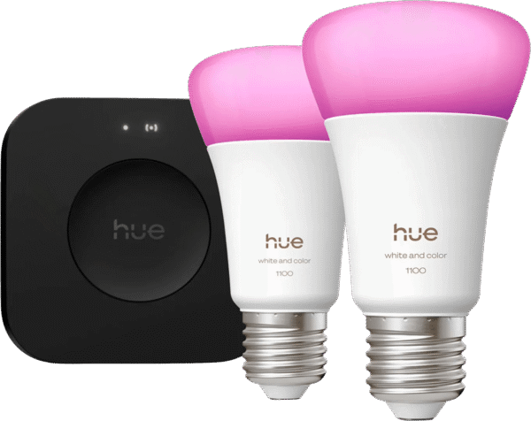 Philips Hue White and Color Starter Pack E27 1100lm 2-pack + Bridge Pro
