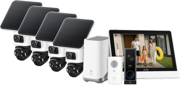 EufyCam S4 4-Pack + HomeBase 3 + Video Doorbell E340 + Smart Display E10