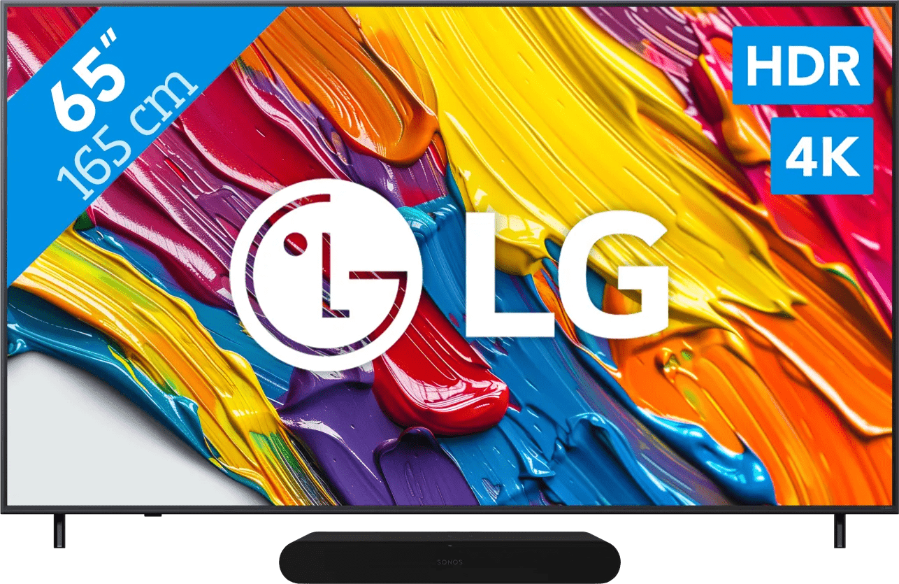 Lg 65" qned82 4k (2025) + sonos ray zwart 1 Lg 65" qned82 4k (2025) + sonos ray zwart