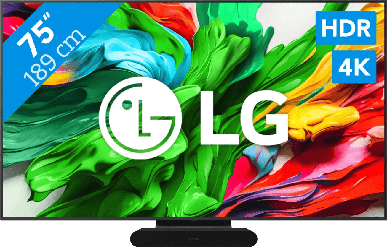 Lg 75" qned86 evo 4k (2025) + sonos ray zwart 1 Lg 75" qned86 evo 4k (2025) + sonos ray zwart