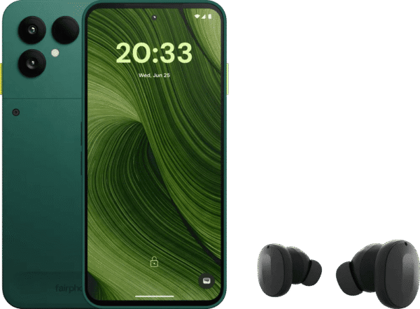 Fairphone 6 256GB Groen 5G + Fairphone Fairbuds True Wireless Earbuds Zwart