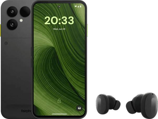 Fairphone 6 256GB Zwart 5G + Fairphone Fairbuds True Wireless Earbuds Zwart