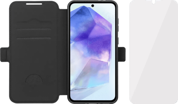BlueBuilt Samsung Galaxy A56 Book Case Zwart + Screenprotector Glas