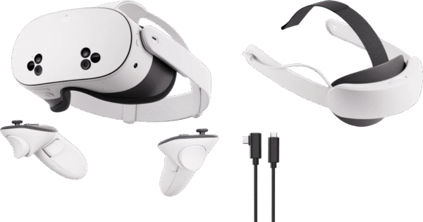 Meta Quest 3S 128GB + BlueBuilt PC Link Cable + Elite Strap met batterij