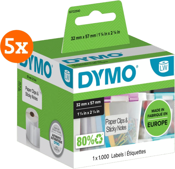 DYMO Verwijderbaar Etiket 32x57mm 1000 stuks 5-pack