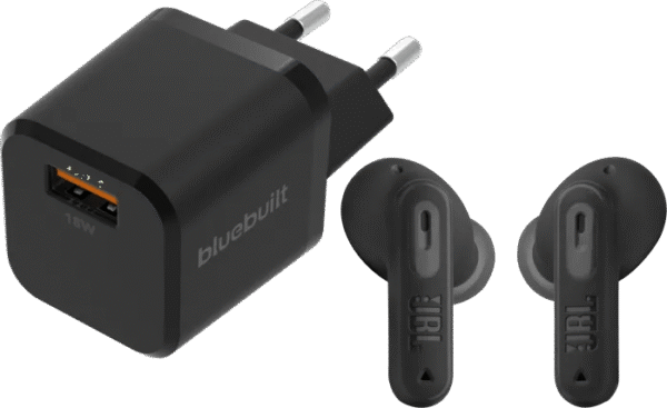 JBL Tune Beam 2 Zwart + BlueBuilt Quick Charge Oplader