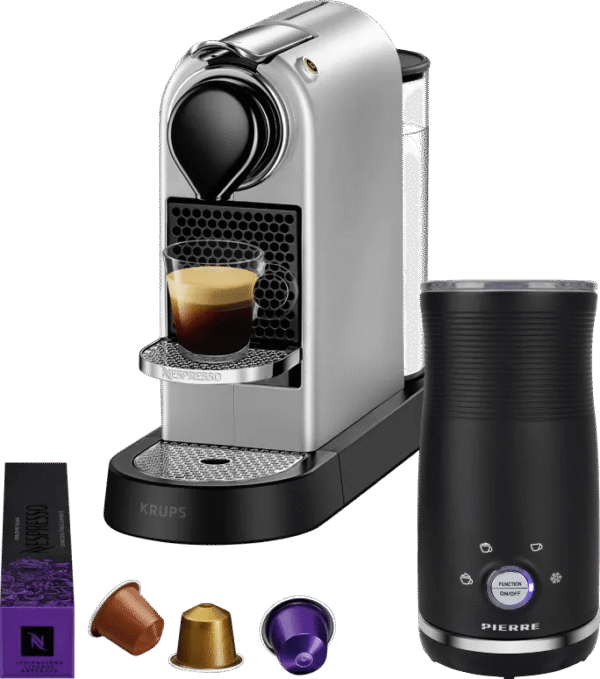 Krups Nespresso Citiz XN741B Zilver + Pierre Melkopschuimer