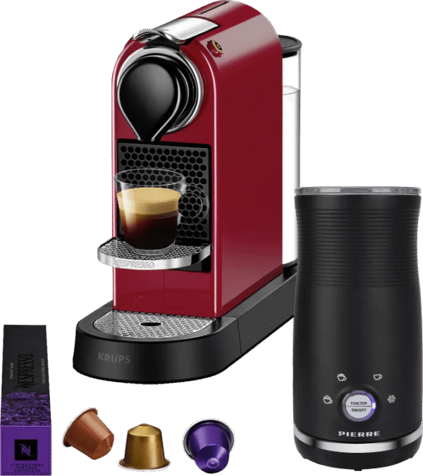 Krups Nespresso Citiz XN7415 Kersenrood + Pierre Melkopschuimer