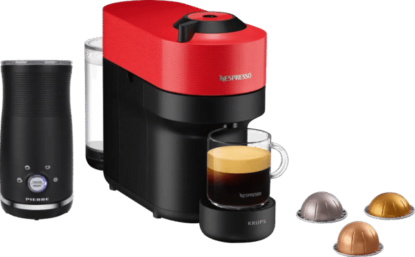 Krups Nespresso Vertuo Pop XN9205 Spicy Red + Pierre Melkopschuimer