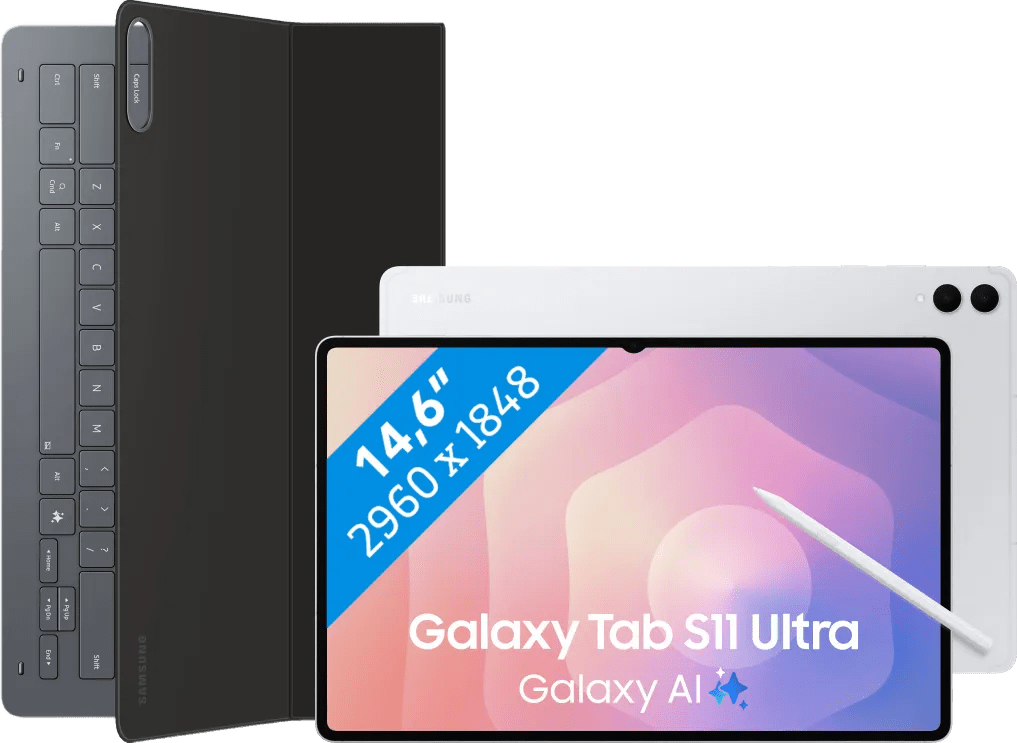 Samsung galaxy tab s11 ultra 14,6 inch 512gb wifi zilver + toetsenbord hoes qwerty 1 Samsung galaxy tab s11 ultra 14