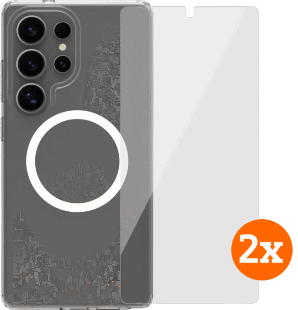 BlueBuilt Protective Cover Magneet Galaxy S25 Ultra Transparant + Protector Duo Pack