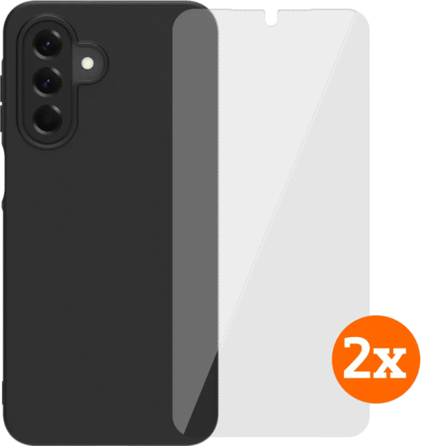 BlueBuilt Samsung Galaxy A17 4G/5G Back Cover Zwart + Screenprotector Glas Duo Pack