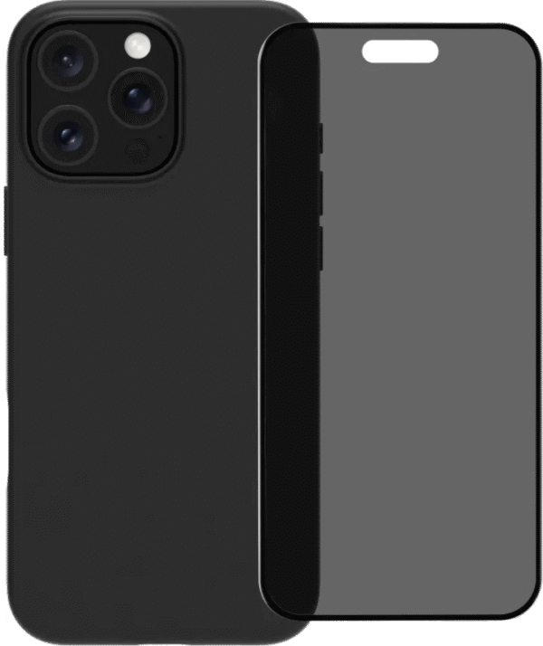 BlueBuilt Back Cover iPhone 16 Pro Max Zwart + Privacy Filter Screenprotector Glas
