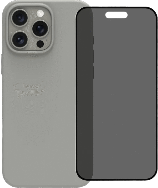 BlueBuilt Back Cover iPhone 16 Pro Max Grijs + Privacy Filter Screenprotector Glas