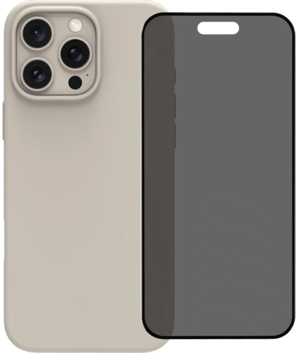 BlueBuilt Back Cover iPhone 16 Pro Max Beige + Privacy Filter Screenprotector Glas