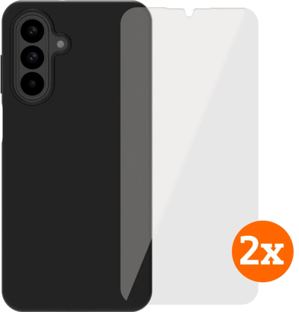 BlueBuilt Samsung Galaxy A26 Back Cover Zwart + Screenprotector Glas Duo Pack
