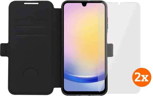 BlueBuilt Samsung Galaxy A26 Book Case Zwart + Screenprotector Glas