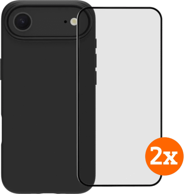 BlueBuilt Protective Back Cover MagSafe iPhone Air Zwart + Screenprotector Glas Duo Pack