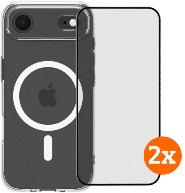 BlueBuilt Protective Back Cover MagSafe iPhone Air Transparant + Screenprotector Duo Pack