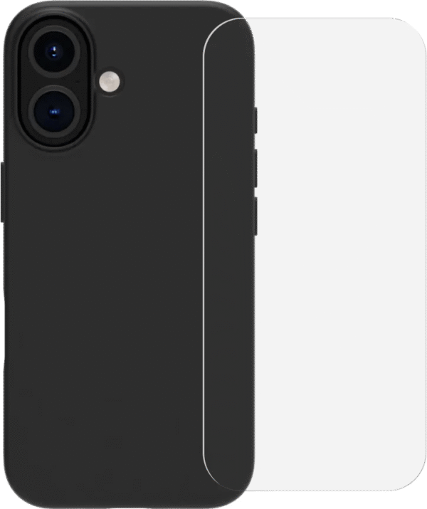 BlueBuilt Back Cover iPhone 16 Zwart + Screenprotector Glas