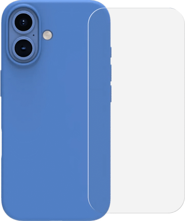BlueBuilt Back Cover iPhone 16 Blauw + Screenprotector Glas