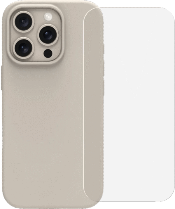 BlueBuilt Back Cover iPhone 16 Pro Beige + Screenprotector Glas