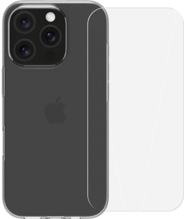 BlueBuilt Back Cover iPhone 16 Pro Transparant + Screenprotector Glas